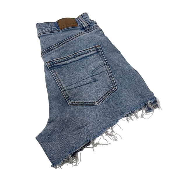 American Eagle Womens Distressed Patched Denim Shorts Size 4 High Rise - Picture 8 of 12